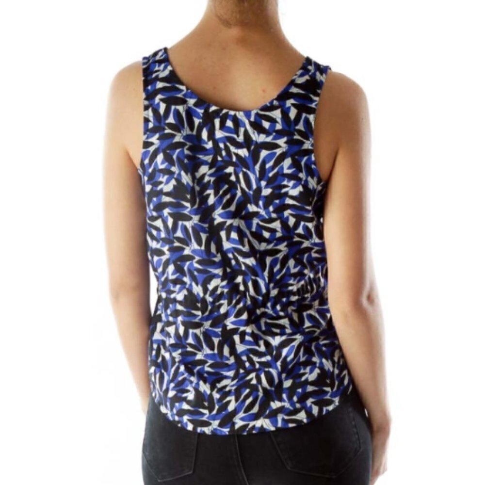 Banana Republic Blue, black, and white leaf top - Picture 3 of 3